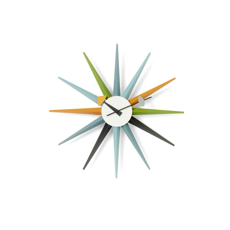 Décoration - Horloges  - Horloge Sunburst Clock bois multicolore / By George Nelson, 1948-1960 / Ø 47 cm - Vitra - Multicolore - Bois massif peint, Métal