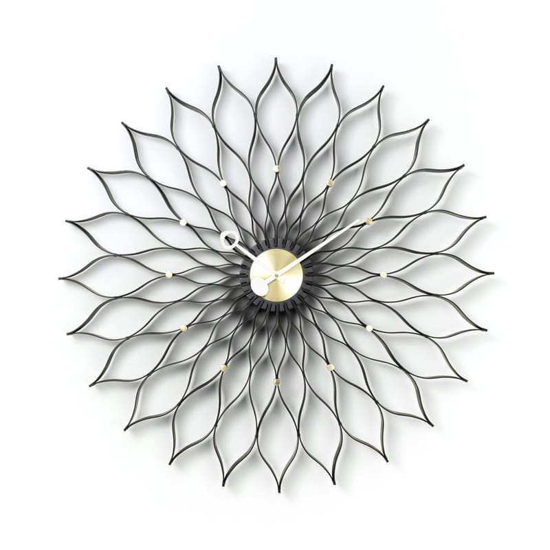 Décoration - Horloges  - Horloge Sunflower Clock bois noir / By George Nelson, 1948-1960 / Ø 75 cm - Vitra - Noir - Frêne teinté