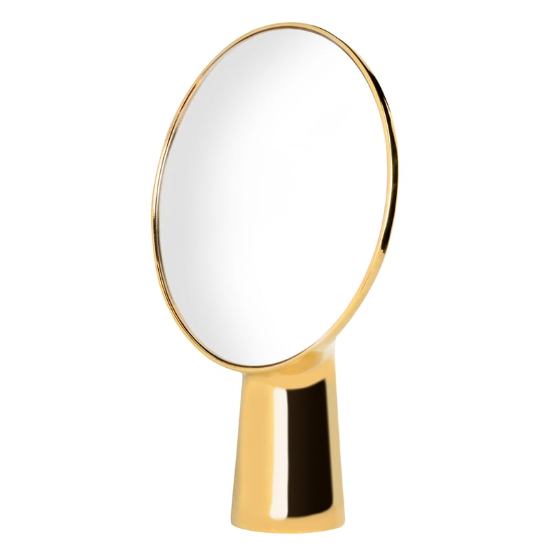 Décoration - Miroirs - Miroir à poser Cyclope céramique or / H 46,5 cm - Moustache - Or - Terre cuite émaillée