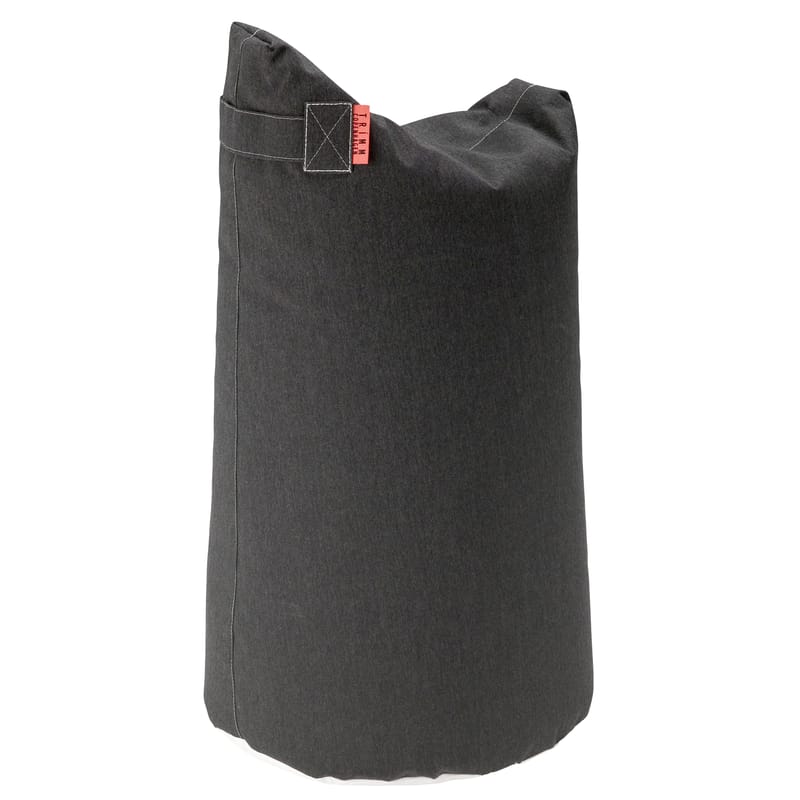 Mobilier - Poufs - Pouf d\'extérieur Satellite Large tissu noir / H 78 cm - Trimm Copenhagen - Noir graphite -  Microbilles EPS, Toile Sunbrella
