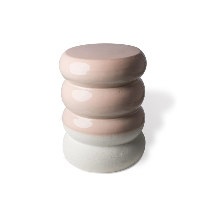 Arredamento - Tavolini  - Sgabello Chubby ceramica rosa / Ceramica - Ø34 x H44 cm - Pols Potten - Rosa brillante / Bianco opaco - Ceramica