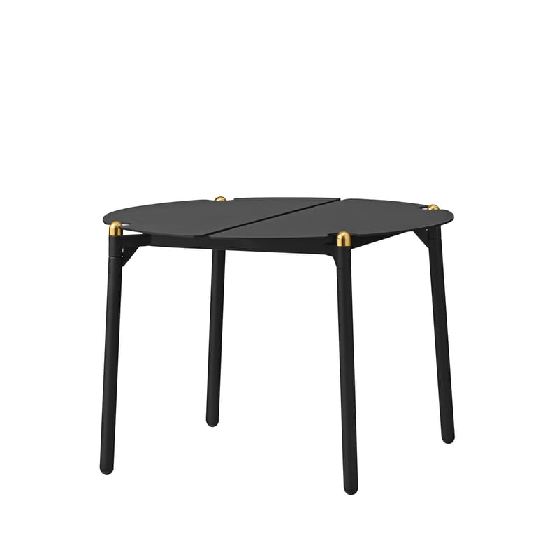 Mobilier - Tables basses - Table basse Novo métal noir / Ø 50 x H 35 cm - AYTM - Noir & or - Acier revêtement poudre, Aluminium revêtement poudre