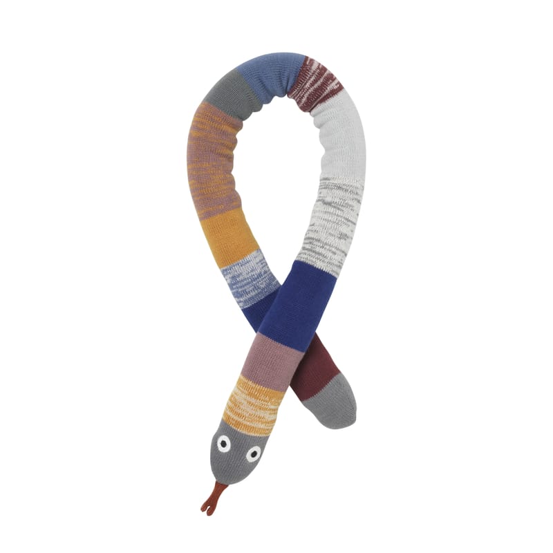 Décoration - Pour les enfants - Coussin Mini Snake Dusty Rainbow tissu multicolore / Tour de lit - L 105 cm - Ferm Living - Multicolore - Coton biologique, Polyester recyclé