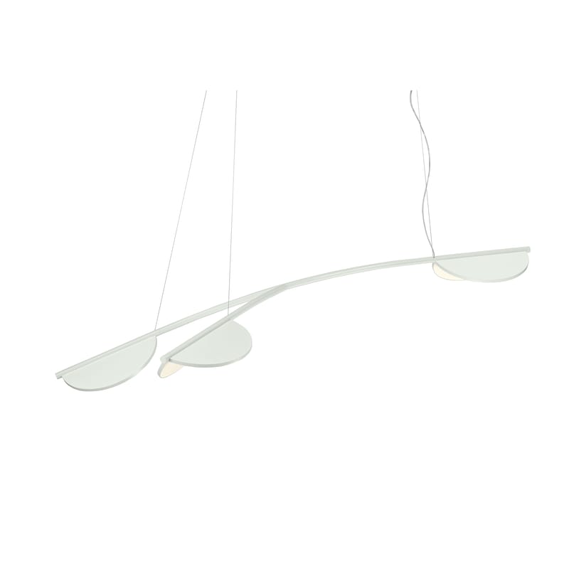 Luminaire - Suspensions - Suspension Almendra Organic S3 Y Long métal blanc / LED - L 186,23 cm / 3 diffuseurs orientables - Flos - Blanc cassé - Aluminium peint, Polycarbonate