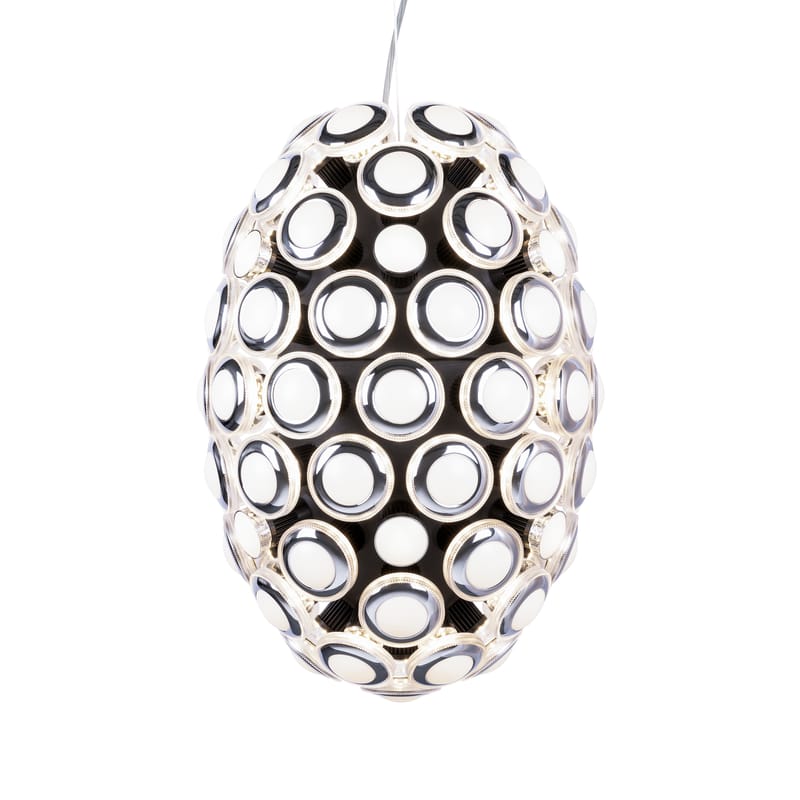 Luminaire - Suspensions - Suspension Iconic Eyes plastique noir métal / LED - Ø 60 x H 88 cm - Moooi - Chromé & noir - ABS, Polycarbonate, Verre dépoli