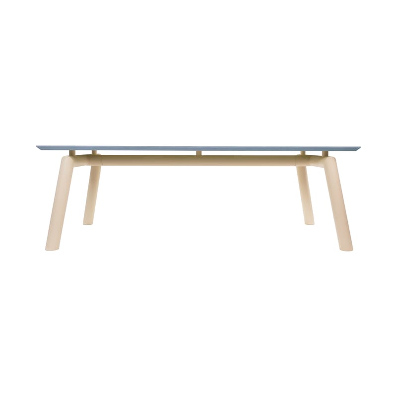 Mobilier - Tables - Table rectangulaire Canebas bois / 220 x 100 cm - 6 à 8 personnes / Exclusivité - 13 DESSERTS - Teinté lavande / Pieds beige - Acier laqué époxy