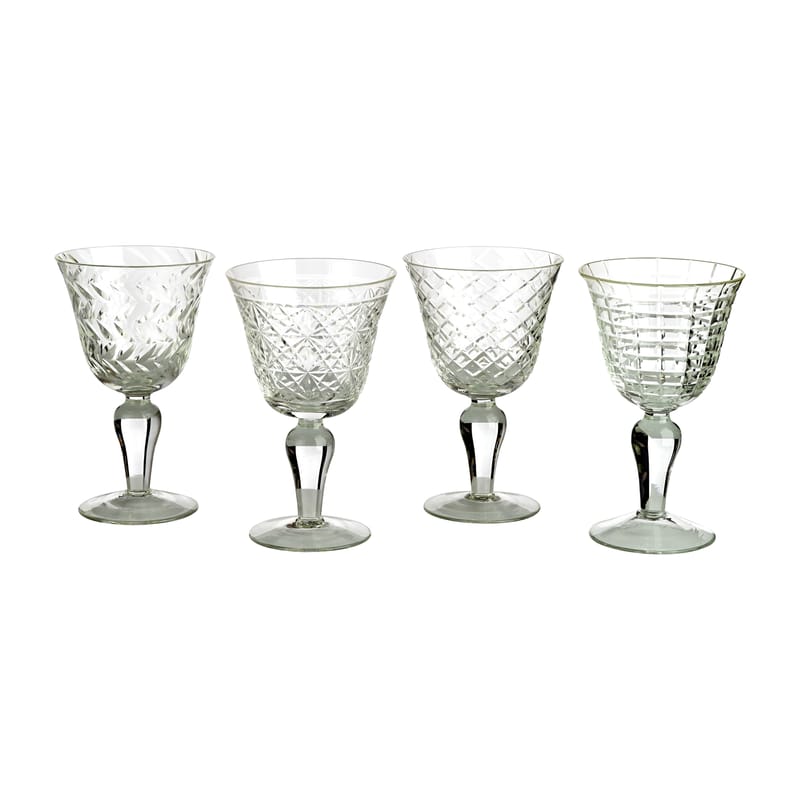 Table et cuisine - Verres  - Verre à vin Cuttings verre transparent / Set de 4 - Motifs en relief - Pols Potten - Transparent - Verre ciselé