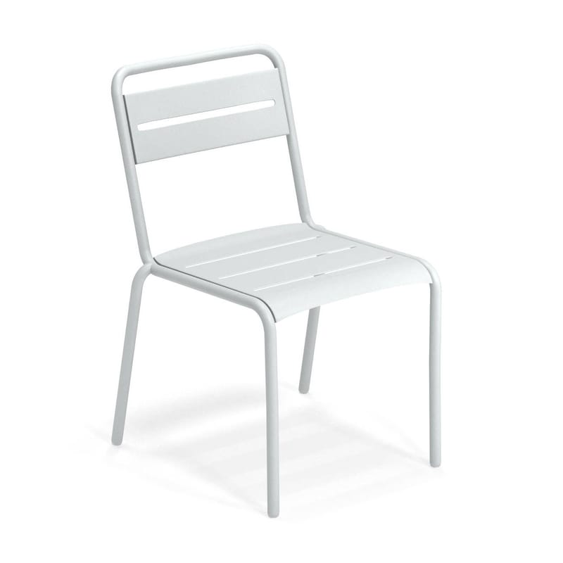 Mobilier - Chaises, fauteuils de salle à manger - Chaise empilable Star métal blanc / Aluminium - Emu - Blanc glace - Aluminium