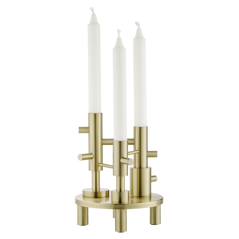 Dekoration - Kerzen, Kerzenleuchter und Windlichter - Kerzenleuchter  gold metall / für 3 Kerzen - Messing - H 20 cm - Fritz Hansen - Messing - Massives Messing