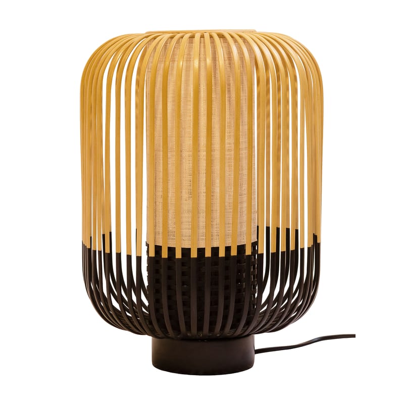 Illuminazione - Lampade da tavolo - Lampada da tavolo Bamboo Light nero legno naturale / H 39 x Ø 27 cm - Forestier - H 39 cm - Nero - Bambù naturale
