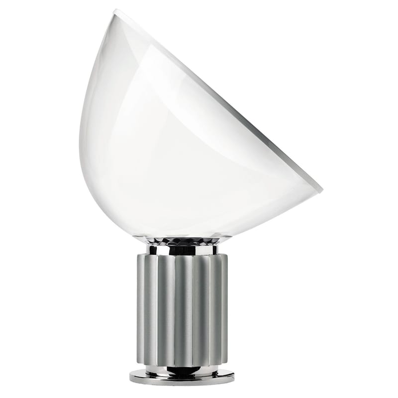 Illuminazione - Lampade da tavolo - Lampada da tavolo Taccia LED (1962) metallo vetro grigio argento - Flos - Base argento - Alluminio, Vetro soffiato a bocca