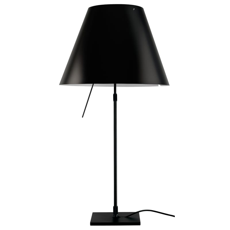 Luminaire - Lampes de table - Lampe de table Costanza plastique noir / H 76 à 110 cm - Luceplan - Noir / Pied noir - Aluminium peint, Polycarbonate