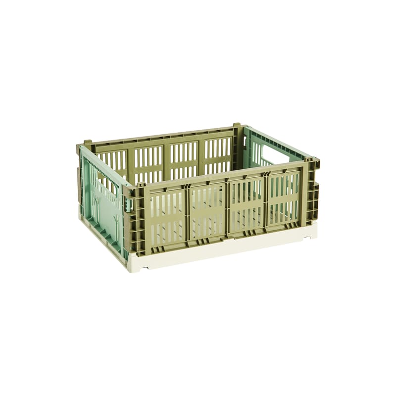 Décoration - Pour les enfants - Panier Colour Crate MIX plastique multicolore Medium / 26,5 x 34,5 cm - Recyclé - Hay - Olive / Blanc / vert menthe - Polypropylène recyclé