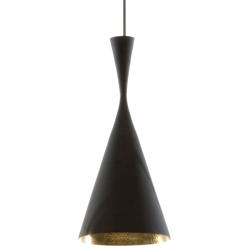 Luminaire - Suspensions - Suspension Beat Tall LED / Ø 19 cm x H 42 cm - Fabriqué artisanalement / Tom Dixon, 2012 - Tom Dixon - Noir mat - Laiton