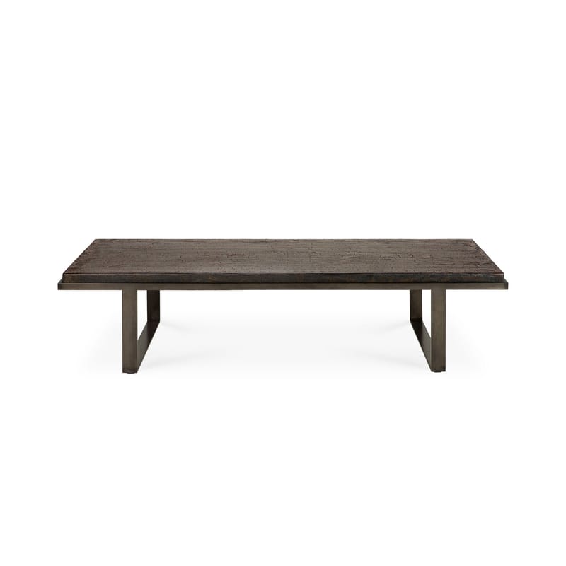 Mobilier - Tables basses - Table basse Stability bois marron noir / 150 x 60 cm - Sculpté main - Ethnicraft - Terre d\'Ombre - Métal, Mineral