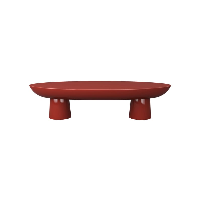 Arredamento - Tavolini  - Tavolino Tabata materiale plastico rosso / Fibra di vetro - 150 x 65 x H 34 cm - POPUS EDITIONS - Terracotta - Fibra di vetro laccata