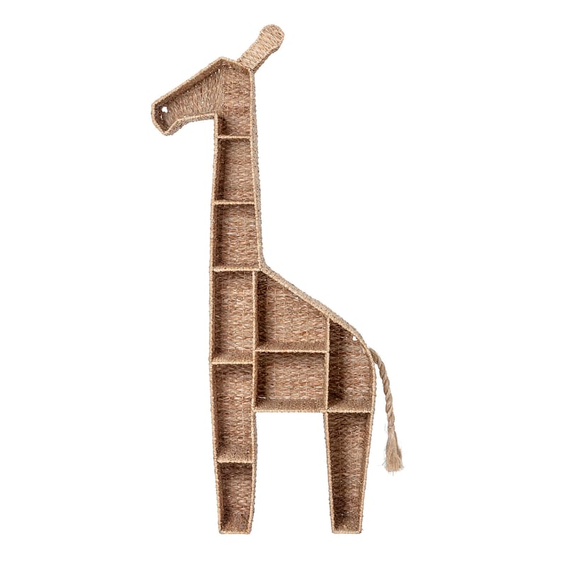 Furniture - Bookcases & Bookshelves - Girafe Bookcase cane & fibres beige natural wood / free-standing - L 46 x H 148 cm - Bloomingville - Natural - Iron, Vegetal fibre