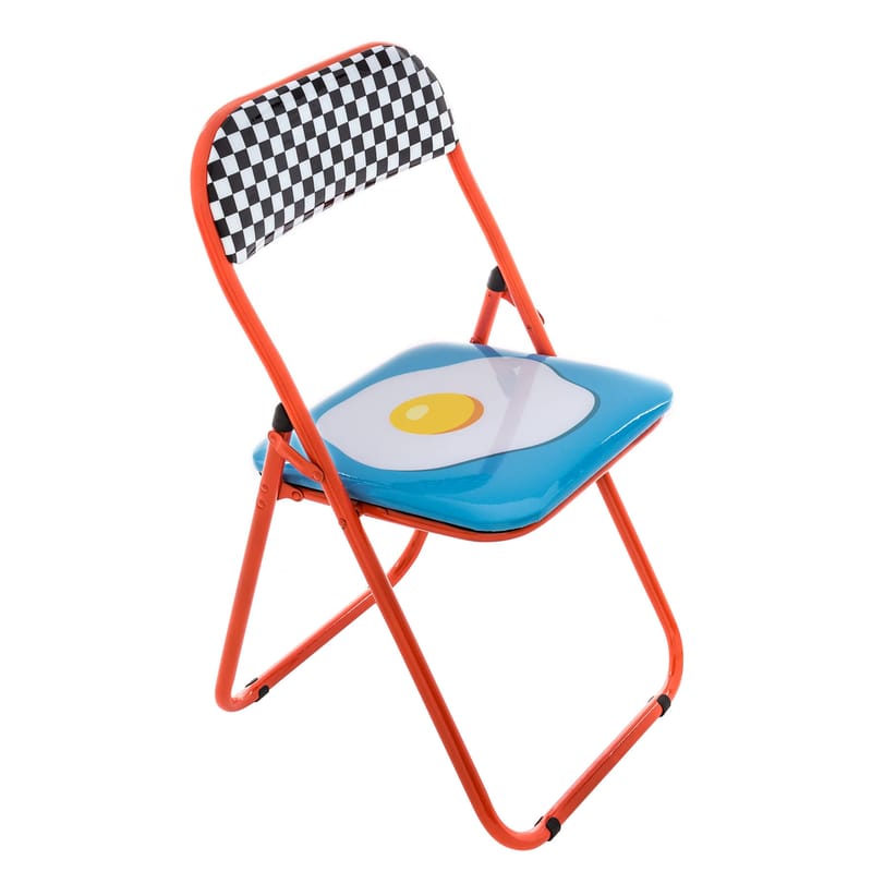 Mobilier - Chaises, fauteuils de salle à manger - Chaise pliante Œuf plastique multicolore / rembourrée - Seletti - Œuf - Métal, Mousse, PVC