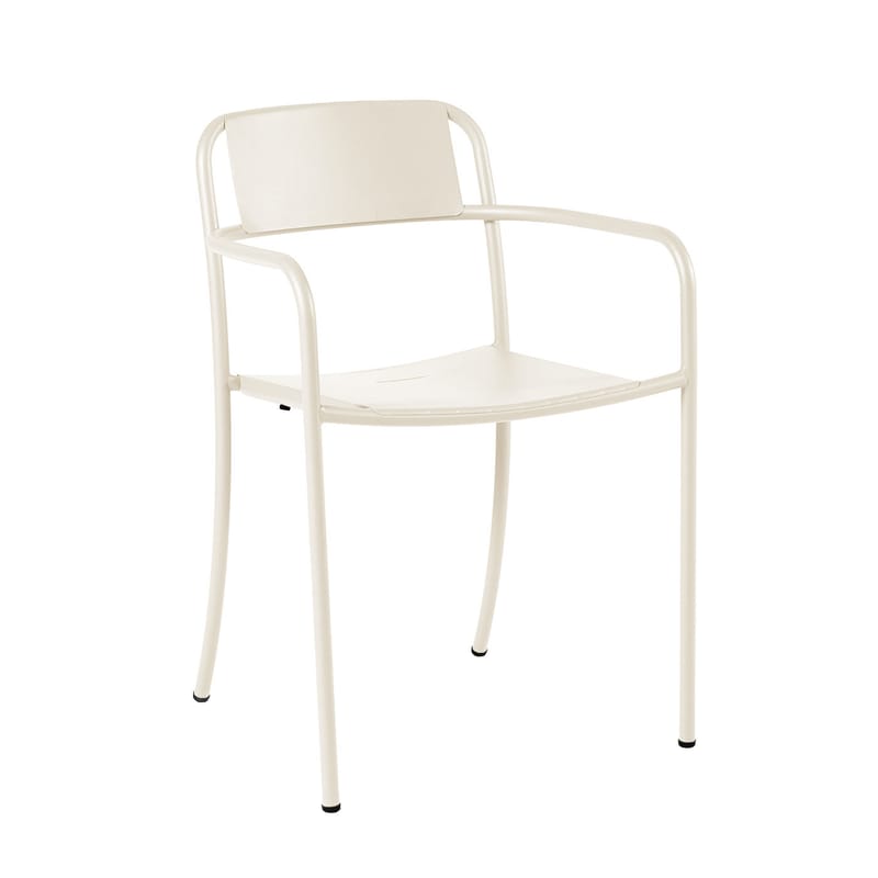 Mobilier - Chaises, fauteuils de salle à manger - Fauteuil empilable Patio métal blanc beige - Tolix - Ivoire - Acier inoxydable