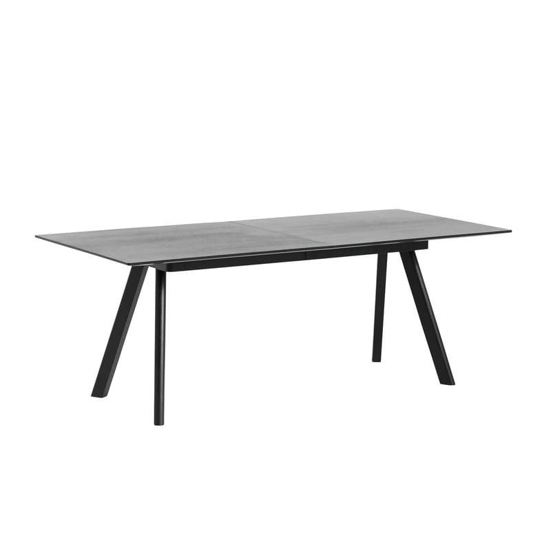 Mobilier - Tables - Table à rallonge CPH 30 / L 200 à 400 x larg. 90 cm - Linoleum - Hay - Linoleum : noir / Piètement noir - Chêne massif teinté, Contreplaqué, Linoléum