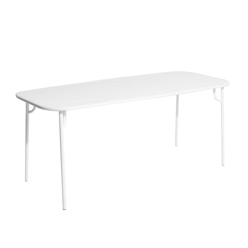 Jardin - Tables de jardin - Table rectangulaire Week-end métal blanc / 180 x 85 cm - Aluminium - Petite Friture - Blanc - Aluminium thermolaqué époxy