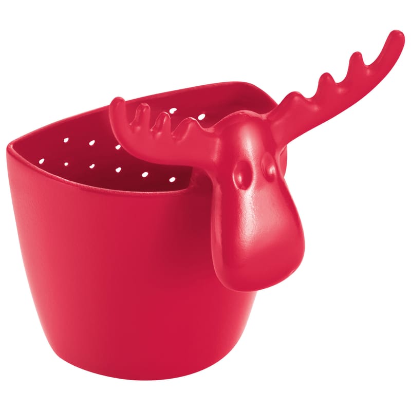 Tavola - Fun in the Kitchen - Colino da tè Rudolf materiale plastico rosso - Koziol - Rosso lampone opaco - Plastica
