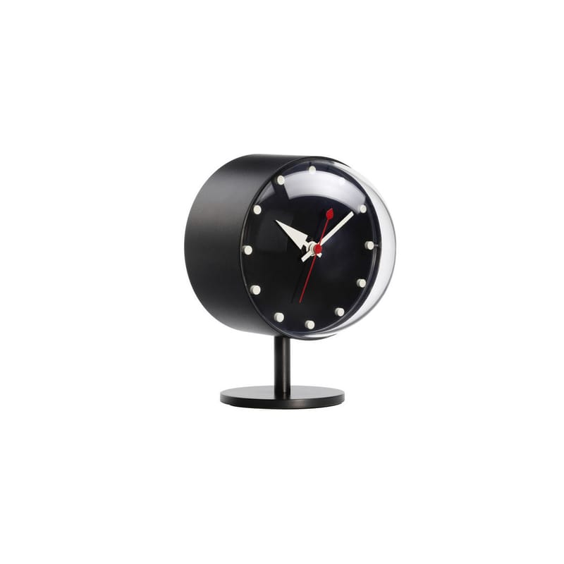 Décoration - Horloges  - Horloge à poser Desk Clock - Night Clock métal noir / By George Nelson, 1947-1953 - Vitra - Noir - Laiton verni, Verre acrylique