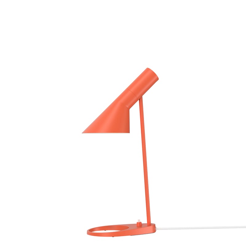 Luminaire - Lampes de table - Lampe de table AJ Mini métal orange / H 43 cm - Orientable / Arne Jacobsen, 1957 - Louis Poulsen - Orange électrique - Acier, Fonte