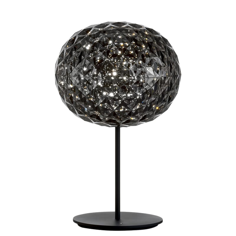 Luminaire - Lampes de table - Lampe de table Planet LED plastique gris noir / Ø 33 x H 53 cm - Kartell - Gris fumé / Pied noir - Aluminium, Technopolymère thermoplastique