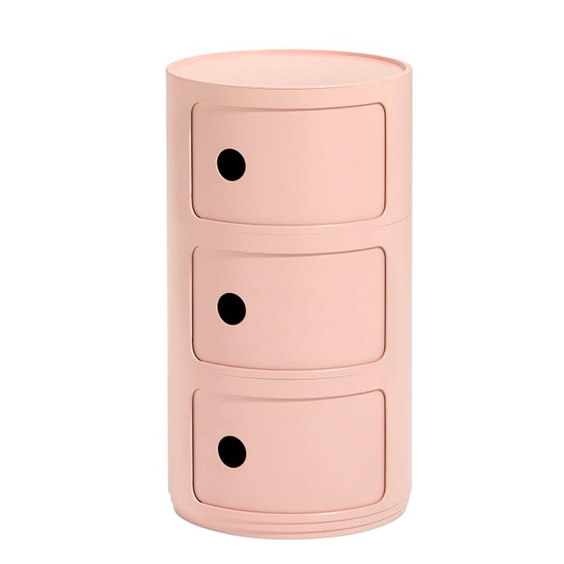 Furniture - Coffee Tables - Componibili Bio Storage plastic material pink / 3 drawers - Natural, biodegradable material - Kartell - Pink - Bio-On bioplastic