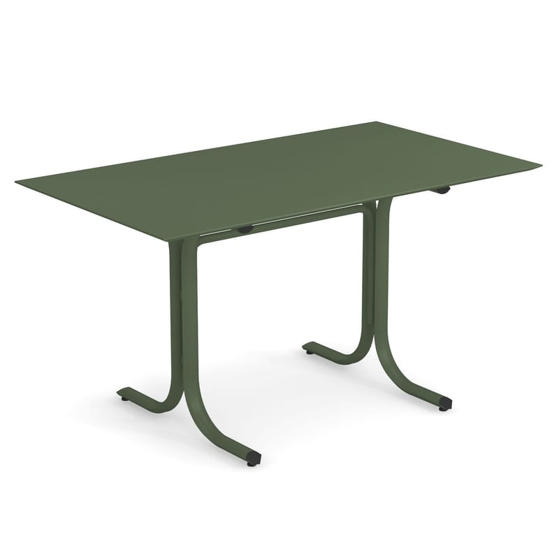 Jardin - Tables de jardin - Table rectangulaire System métal vert / 80 x 140 cm - Emu - Vert Militaire - Acier peint galvanisé