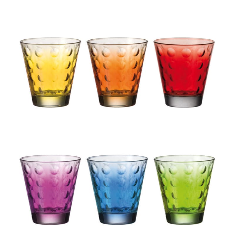 Table et cuisine - Verres  - Verre à whisky Optic verre multicolore / Set 6 verres multicolores - Leonardo - Multicolore - Verre pelliculé