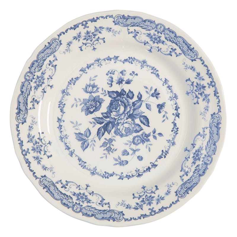 Table et cuisine - Plateaux et plats de service - Assiette de présentation Rose céramique bleu blanc / Ronde - Ø 30,9 cm - Bitossi Home - Bleu - Céramique Ironstone