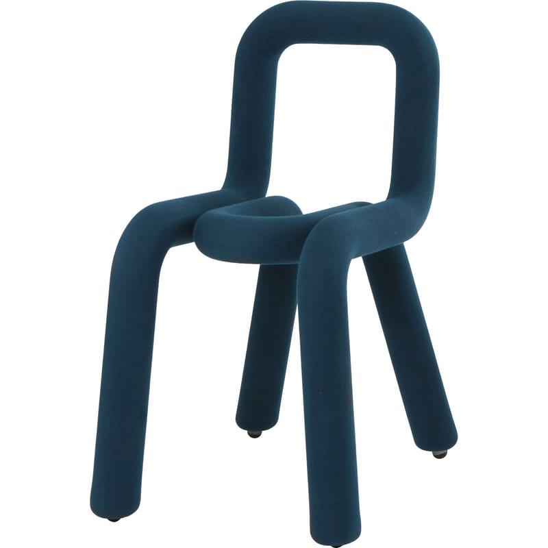 Mobilier - Chaises, fauteuils de salle à manger - Chaise rembourrée Bold tissu bleu / Big Game, 2009 - Moustache - Bleu canard - Acier, Mousse polyuréthane, Tissu