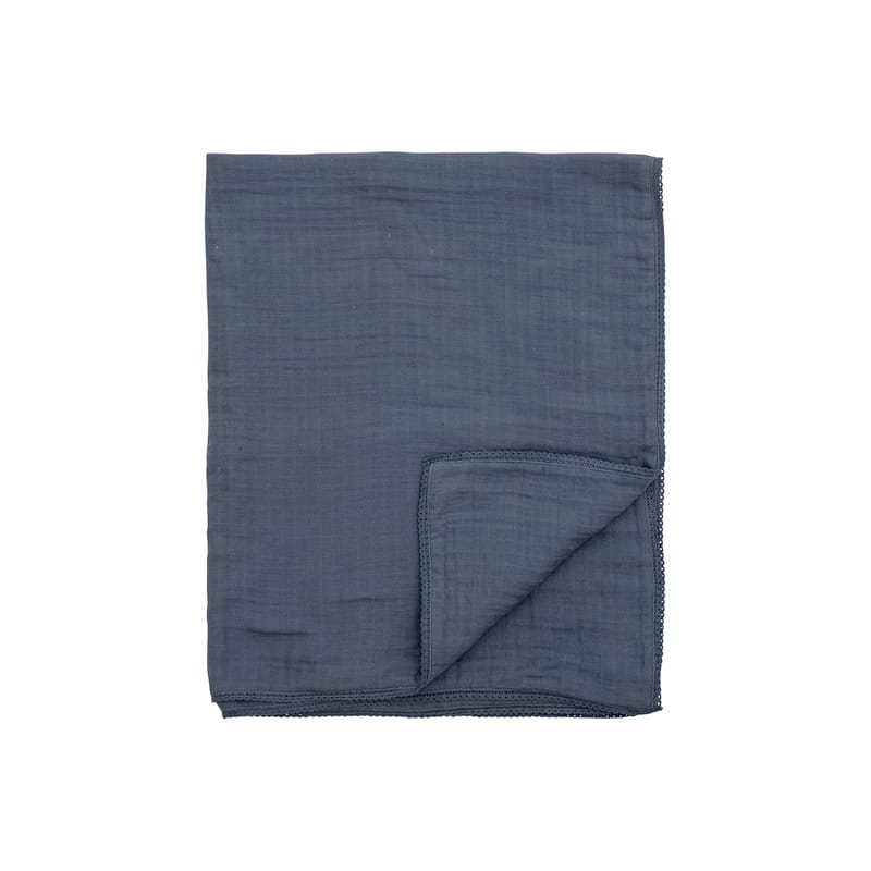 Décoration - Pour les enfants - Couverture bébé Muslin tissu bleu / Mousseline de coton OEKO-TEX - 100 x 80 cm - Bloomingville - Bleu - Mousseline de coton Oeko-tex