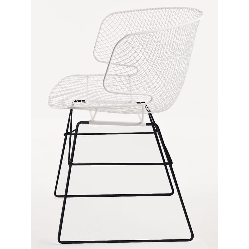 Mobilier - Chaises, fauteuils de salle à manger - Fauteuil Arkys métal blanc noir - Eumenes - Structure noire / siège blanc - Acier galvanisé verni