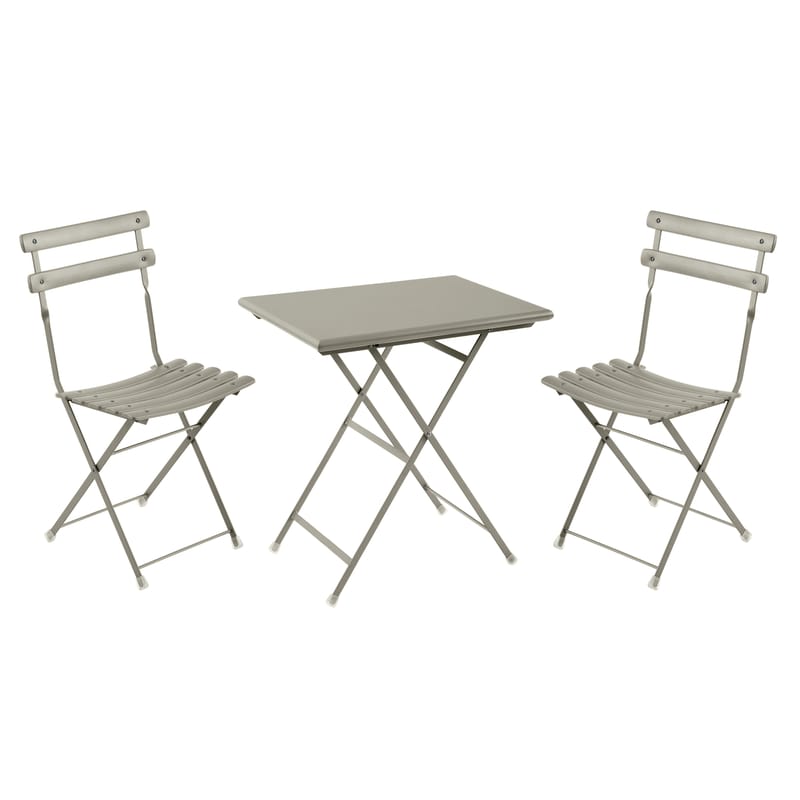 Jardin - Tables de jardin - Set table & assises Arc en Ciel métal gris / Table 70x50cm + 2 chaises - Emu - Gris - Acier verni