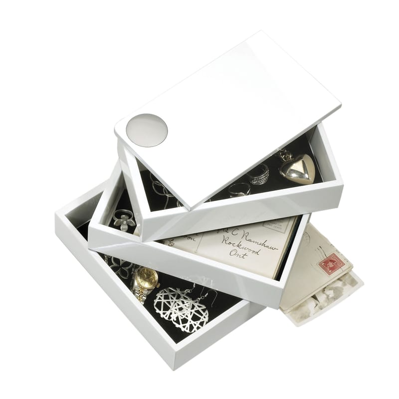 Décoration - Boîtes déco - Boîte à bijoux Spindle bois blanc / 3 compartiments pivotants - Umbra - Blanc - Bois laqué