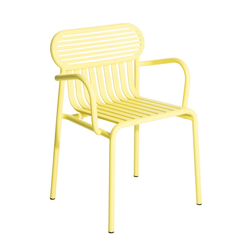 Mobilier - Chaises, fauteuils de salle à manger - Fauteuil bridge empilable Week-end métal jaune / Aluminium - Petite Friture - Jaune - Aluminium thermolaqué époxy
