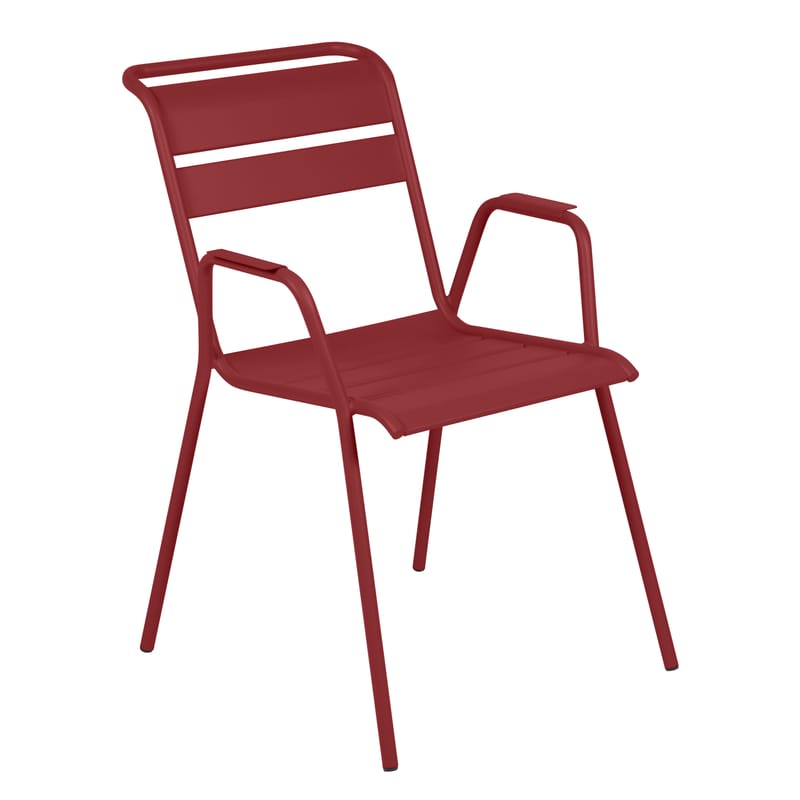 Mobilier - Chaises, fauteuils de salle à manger - Fauteuil empilable Monceau métal rouge - Fermob - Piment - Acier peint
