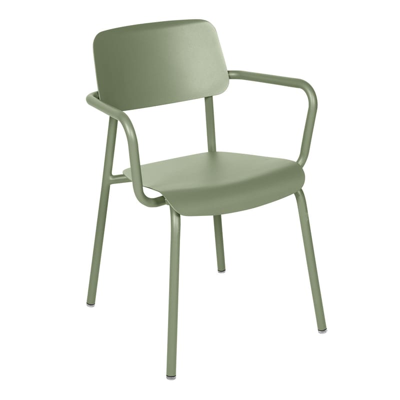 Mobilier - Chaises, fauteuils de salle à manger - Fauteuil empilable Studie métal vert / Aluminium - Fermob - Cactus - Aluminium