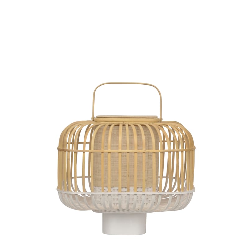 Luminaire - Lampes de table - Lampe de table Bamboo Square blanc bois naturel / H 41 cm - Forestier - Blanc - Bambou, Bois peint