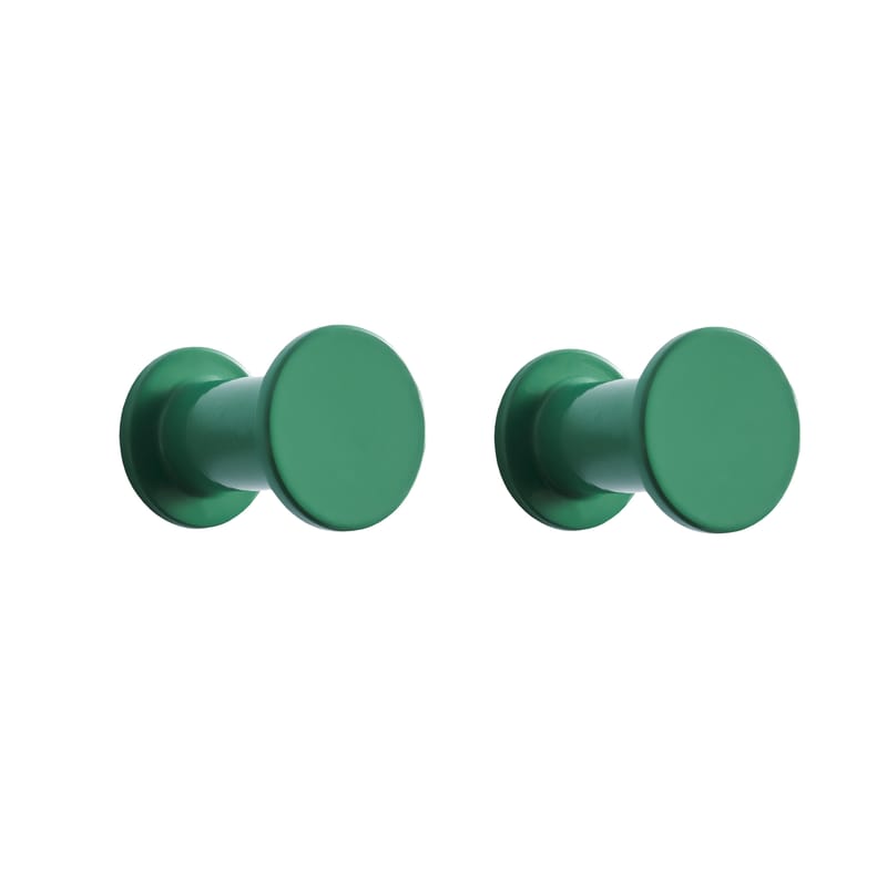 Mobilier - Portemanteaux, patères & portants - Patère Bolt métal vert / Set de 2 - Hay - Vert - Acier peinture poudre