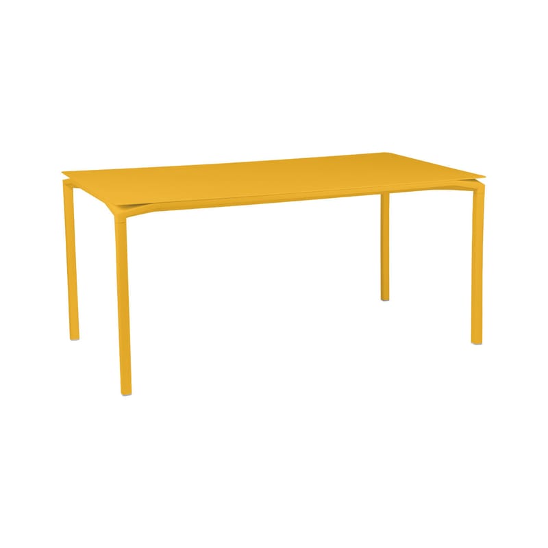 Jardin - Tables de jardin - Table rectangulaire Calvi métal jaune / 160 x 80 cm - 6 personnes - Fermob - Miel texturé - Aluminium peint