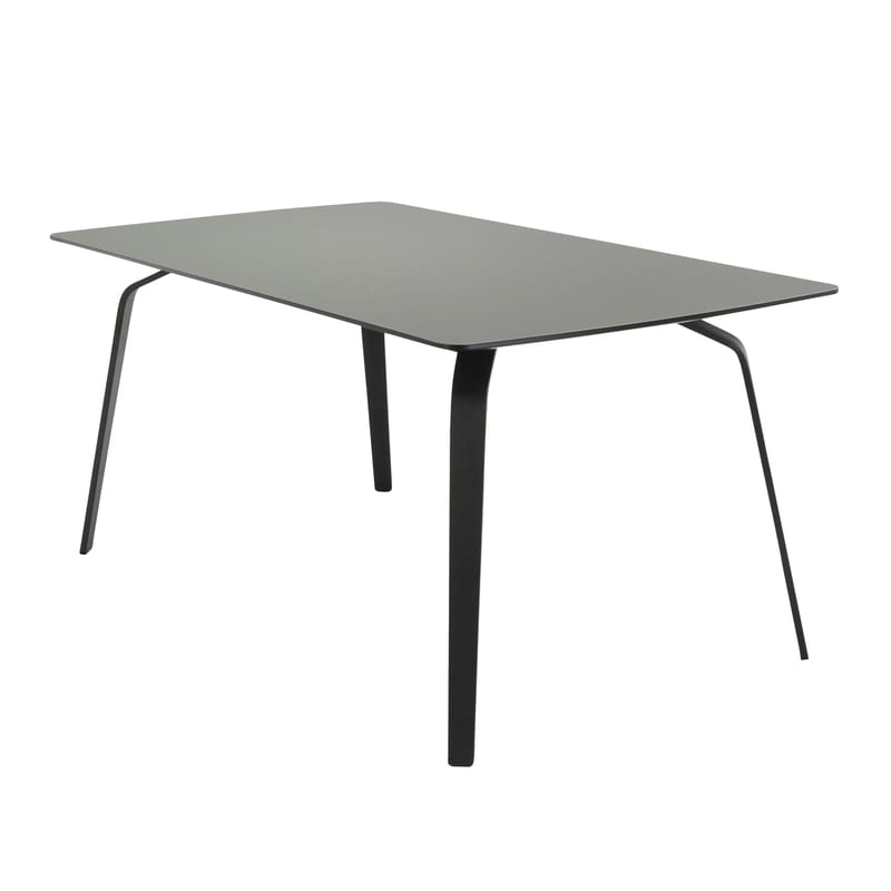 Mobilier - Tables - Table rectangulaire Float métal plastique gris / Plateau linoleum - L 208 cm - Houe - Gris cendre / Piètement noir - Linoléum, Métal