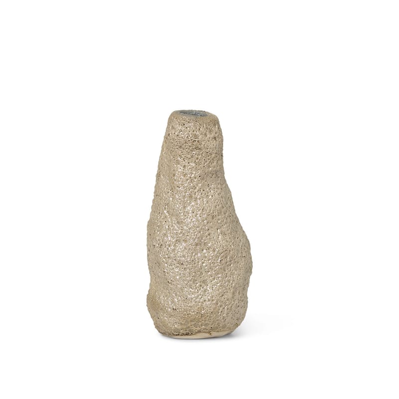 Décoration - Vases - Vase Vulca Mini céramique beige / Grès émaillé - Ferm Living - Corail métallique - Grès émaillé