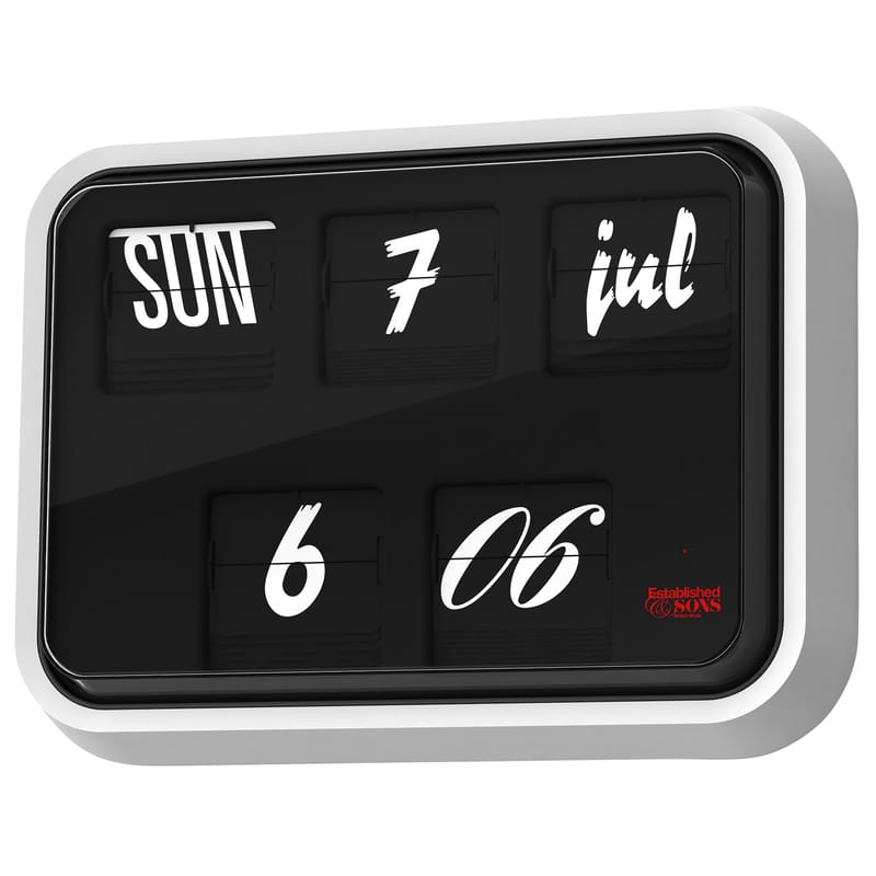 Dekoration - Uhren - Wanduhr Font Clock glas schwarz mit Kalenderfunktion - Established & Sons - Schwarz /weiß  - 42 x 31 cm - ABS, Glas