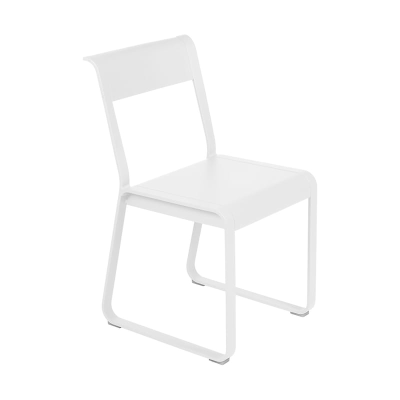 Mobilier - Chaises, fauteuils de salle à manger - Chaise Bellevie métal blanc / Piètement traîneau - Fermob - Blanc coton - Aluminium