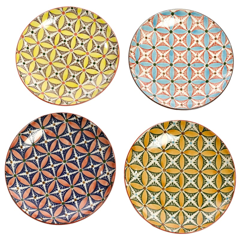 Tableware - Plates - Hippy Dessert plate ceramic multicoloured Set of 4 - Pols Potten - Multicolored - Vitrified ceramic