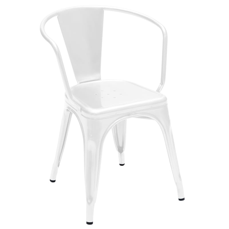 Mobilier - Chaises, fauteuils de salle à manger - Fauteuil empilable A56 Indoor métal blanc / Acier Couleur - Pour l\'intérieur - Tolix - Blanc - Acier recyclé laqué